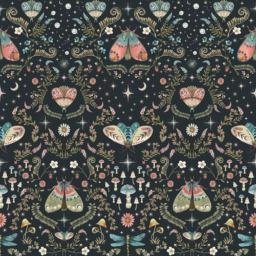 Dear Stella Fabrics Moon Garden Midnight Blue Moon Garden