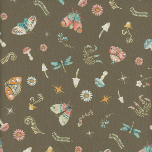 Dear Stella Fabrics Moon Garden Dill Green Restless Wings