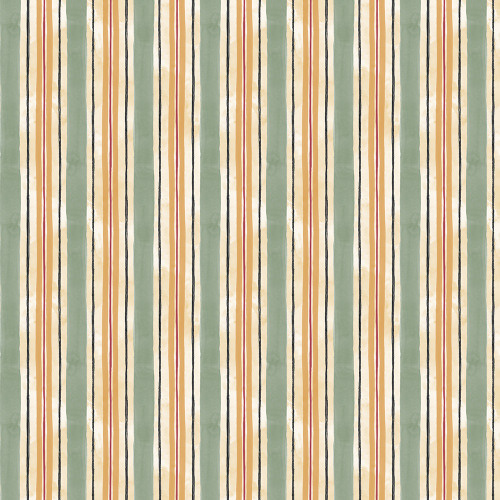 Wilmington Prints Harvest Blooms Beth Grove Stripes Cream Orange Green