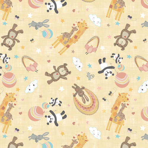 Wilmington Prints Rainbow Dreams Jenny Faw Design Animals Toss Yellow