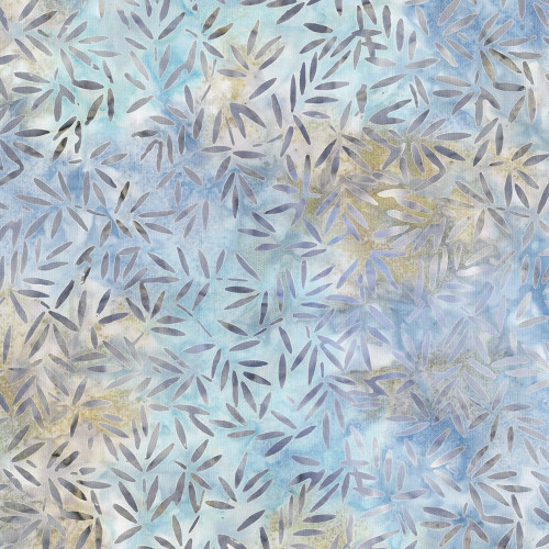 Wilmington Prints Del Mar Wilmington Batiks Bamboo Leaves Blue Tan Cream Cream