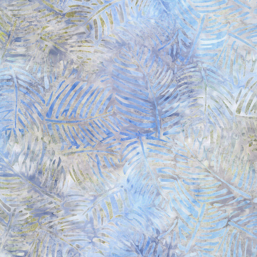 Wilmington Prints Del Mar Wilmington Batiks Palm Frond Blue Tan Cream