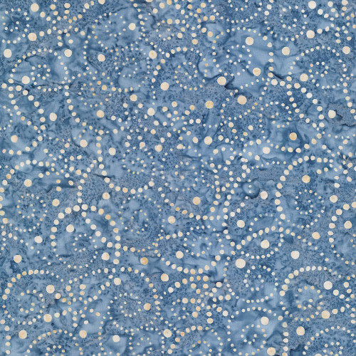 Wilmington Prints Del Mar Wilmington Batiks Pointilist Scroll Blue Tan Cream