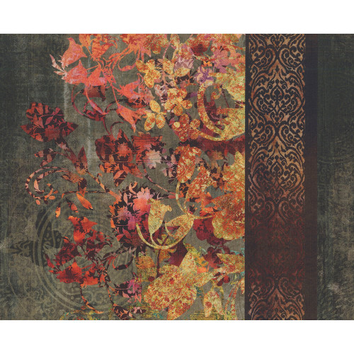 In The Beginning Evanescence by Jason Yenter Spice Red Brown Floral Border Stripe