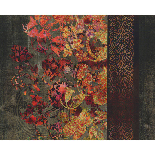 In The Beginning Evanescence by Jason Yenter Spice Red Brown Floral Border Stripe