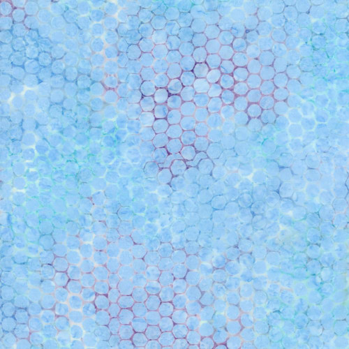 Timeless Treasures Fabrics 108 Inch Wide Tonga Batik Quilt Backing Freeze Blue Purple Honeycomb, batik fabric with honeycomb pattern in shades of blue and purple.