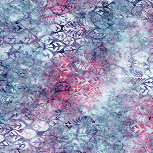 Timeless Treasures Fabrics Plumberry Tonga Batiks Dream Purple Stamped Leaves Flow