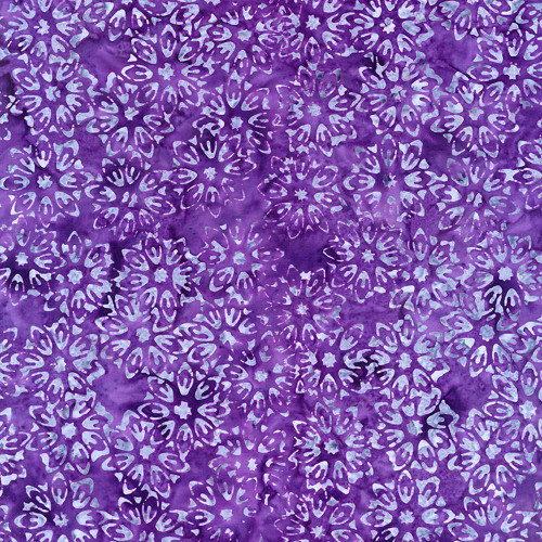 Timeless Treasures Fabrics Plumberry Tonga Batiks Purple Perennial Floral, purple batik fabric with intricate perennial floral patterns.