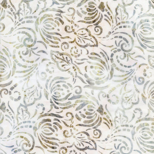 Timeless Treasures Fabrics Plumberry Tonga Batiks Rain Cream Taupe Whispy Blooms