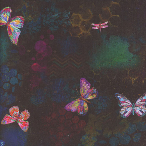 Windham Fabrics Jennifer Lambein Shine On Black Butterflies in Bloom