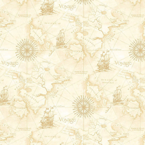 Timeless Treasures Fabrics Ocean Natural Cream Sea Map