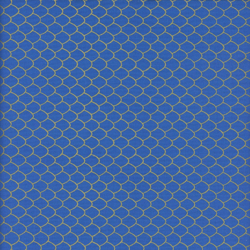 Clothworks Oceana by Laurel Burch Cobalt Blue Gold Scales