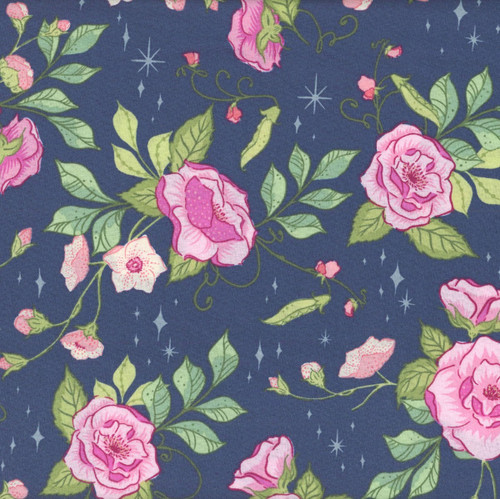 Andover Fabrics Fairytales by Tiffany Lauren Princess and the Pea Garden Stroke of Midnight
