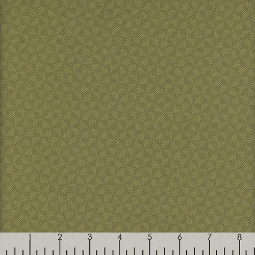 Andover Fabrics Square Dance by Laundry Basket Quilts Square Dance Rosemary, olive green fabric with a subtle geometric pattern.