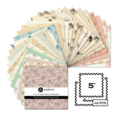 Andover Fabrics Hazelmont Farm Shirtings Charm Squares Five Inch
