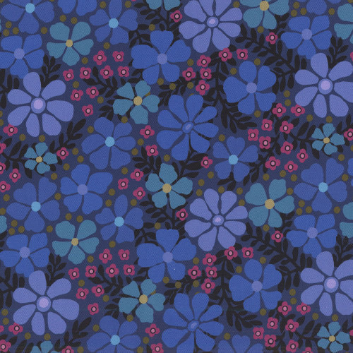 Andover Fabrics Mystic Meadow 108s by Nancy Rink Packed Floral Blue