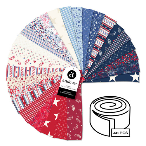Andover Fabrics Americana Jelly Roll 2.5 Inch Fabric Strips