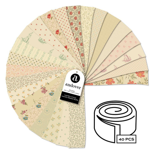 Andover Fabrics Laundry Line Laundry Basket Jelly Roll 2.5 Inch Fabric Strips