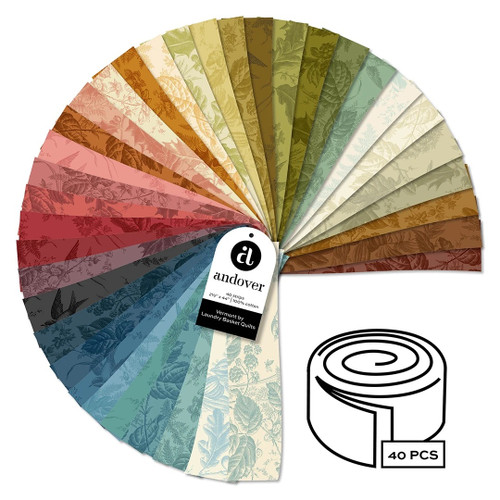 Andover Fabrics Vermont Laundry Basket Quilts Jelly Roll 2.5 Inch Fabric Strips