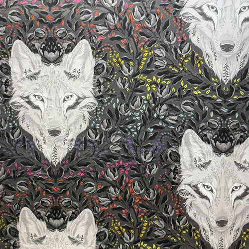 FreeSpirit Fabrics Graywork Minky Fleece by Tula Pink Wolf of Pink Street Carbon