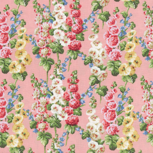 FreeSpirit Fabrics Art of the Garden by Sanderson Hollyhocks Pink