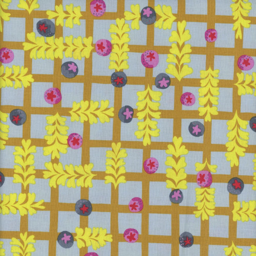 FreeSpirit Fabrics Blostma & Song by Penny Jefferies Blueberry Dancefloor Mustard