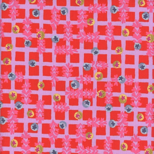 FreeSpirit Fabrics Blostma & Song by Penny Jefferies SM Blueberry Dancefloor Red