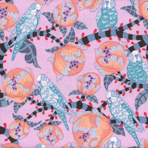 FreeSpirit Fabrics Blostma & Song by Penny Jefferies Budgie Breath Turquoise