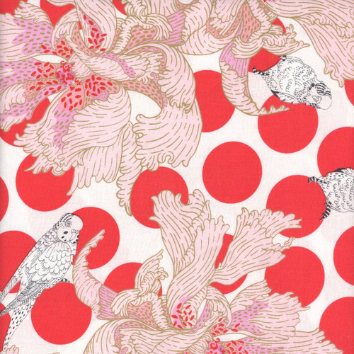 FreeSpirit Fabrics Blostma & Song by Penny Jefferies Spotty Peony Vermilion