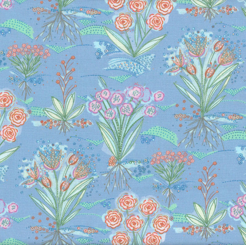 FreeSpirit Fabrics Flourish & Bloom by Helen Prior Flourish & Bloom GardenPeriwinkle