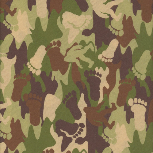 3 Wishes Fabrics Legendary Loner Big Foot Camo Tracking Sasquatch