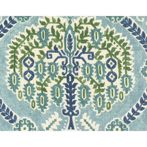 Covington Fabrics Darshana Ocean Blue Persian Tree Frame Damask