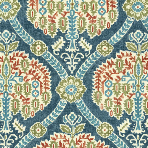 Covington Fabrics Darshana Sapphire Blue Persian Tree Frame Damask