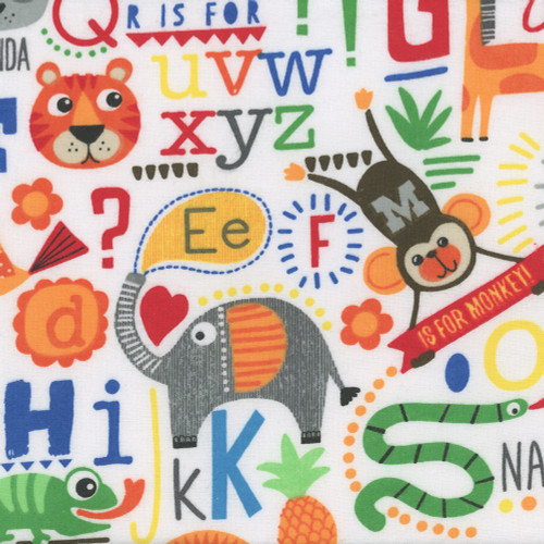 AE Nathan Fabrics Comfy Flannel Prints Cream Jungle Animals