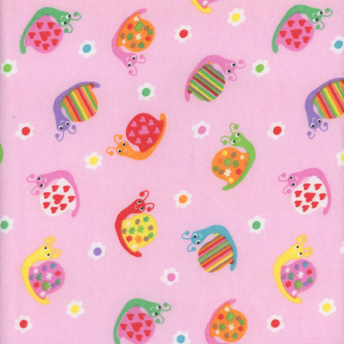 AE Nathan Fabrics Comfy Flannel Prints Pink Snails