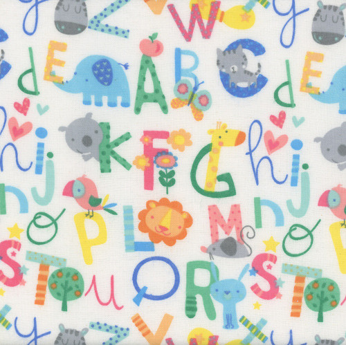 AE Nathan Fabrics Comfy Flannel Prints Pink Green Blue Alphabet Numbers