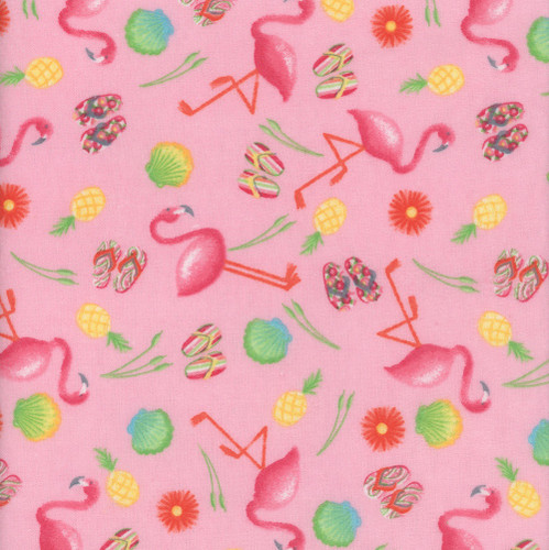 AE Nathan Fabrics Comfy Flannel Prints Pink Flamingos