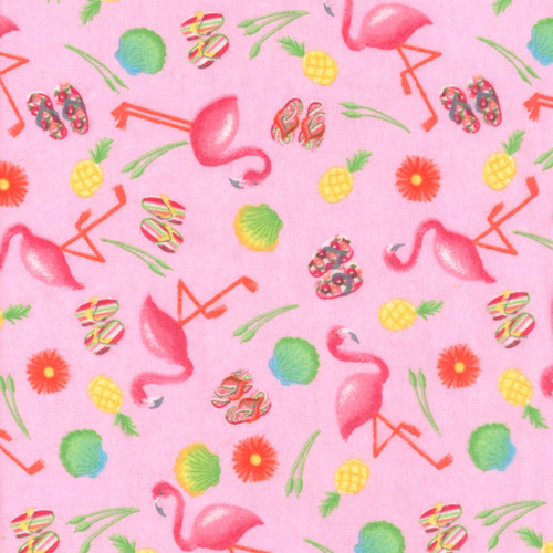 AE Nathan Fabrics Comfy Flannel Prints Pink Flamingos