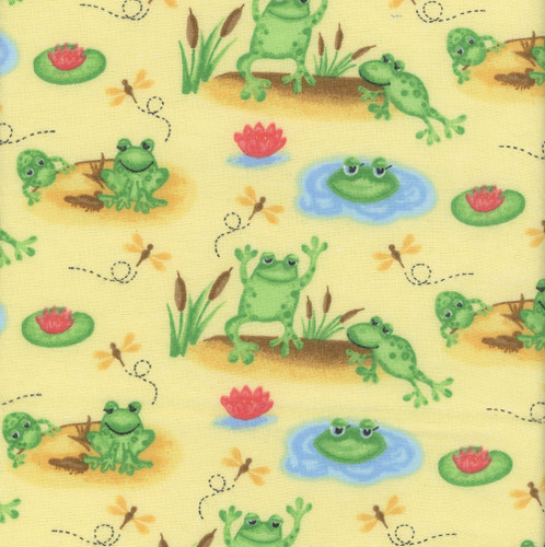 AE Nathan Fabrics Comfy Flannel Prints Yellow Frog's Life