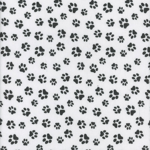 AE Nathan Fabrics Comfy Flannel Prints Black White Paw Prints