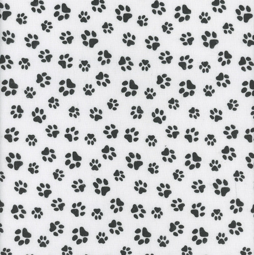 AE Nathan Fabrics Comfy Flannel Prints Black White Paw Prints