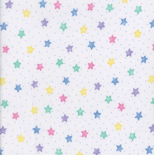 AE Nathan Fabrics Comfy Flannel Prints Pink Blue Yellow White Stars