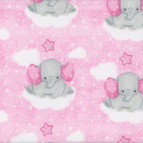 AE Nathan Fabrics Comfy Flannel Prints Pink Elephants