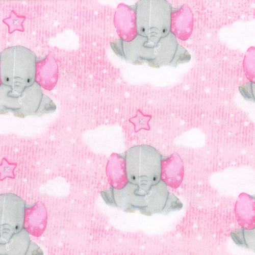 AE Nathan Fabrics Comfy Flannel Prints Pink Elephants