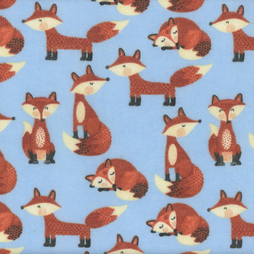 AE Nathan Fabrics Comfy Flannel Prints Orange Blue Fox