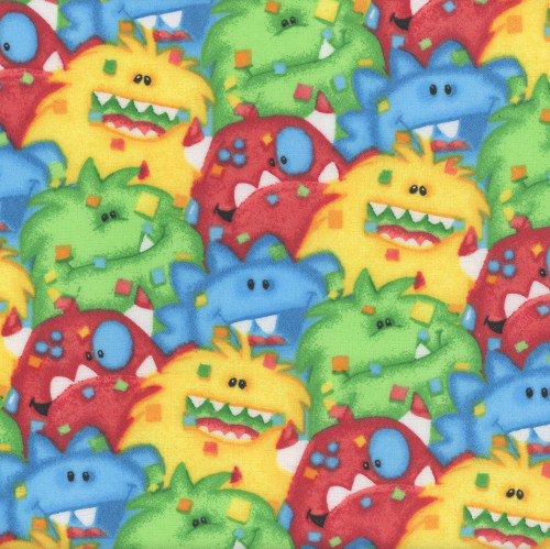 AE Nathan Fabrics Comfy Flannel Prints Red Green Blue Fuzzy Monsters