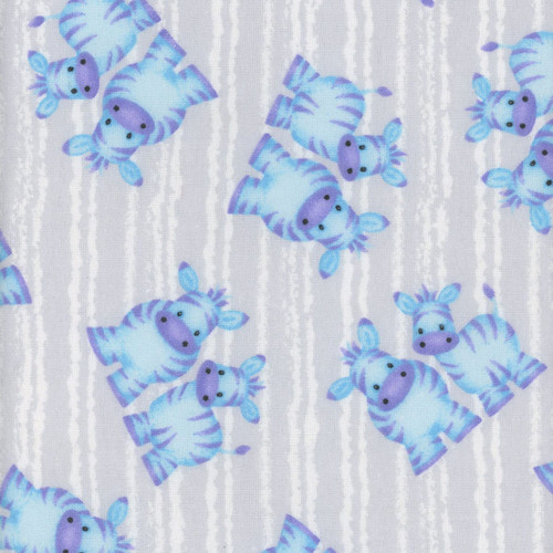 AE Nathan Fabrics Comfy Flannel Prints Blue Purple Grey Zebras