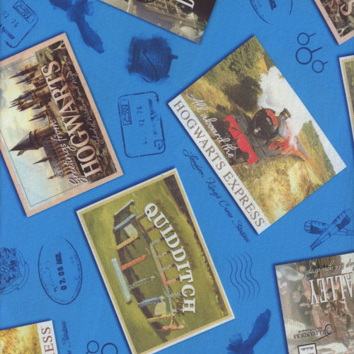 Benartex Harry Potter Royal Blue Postcards Hogwarts Diagon Alley Hogsmeade