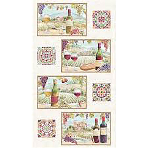 Clothworks Fabrics Wine Tasting Cream Wine Napa Table Placemat Panel
