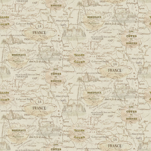 Clothworks Fabrics Wine Tasting Yellow Wine Regions Map